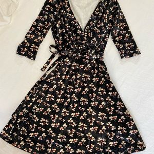 Yumi velvet, faux wrap dress.